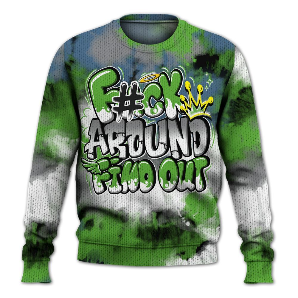Knitted Sweater To Match Retro Green Bean 5s - Tie Dye FK Around Find Out