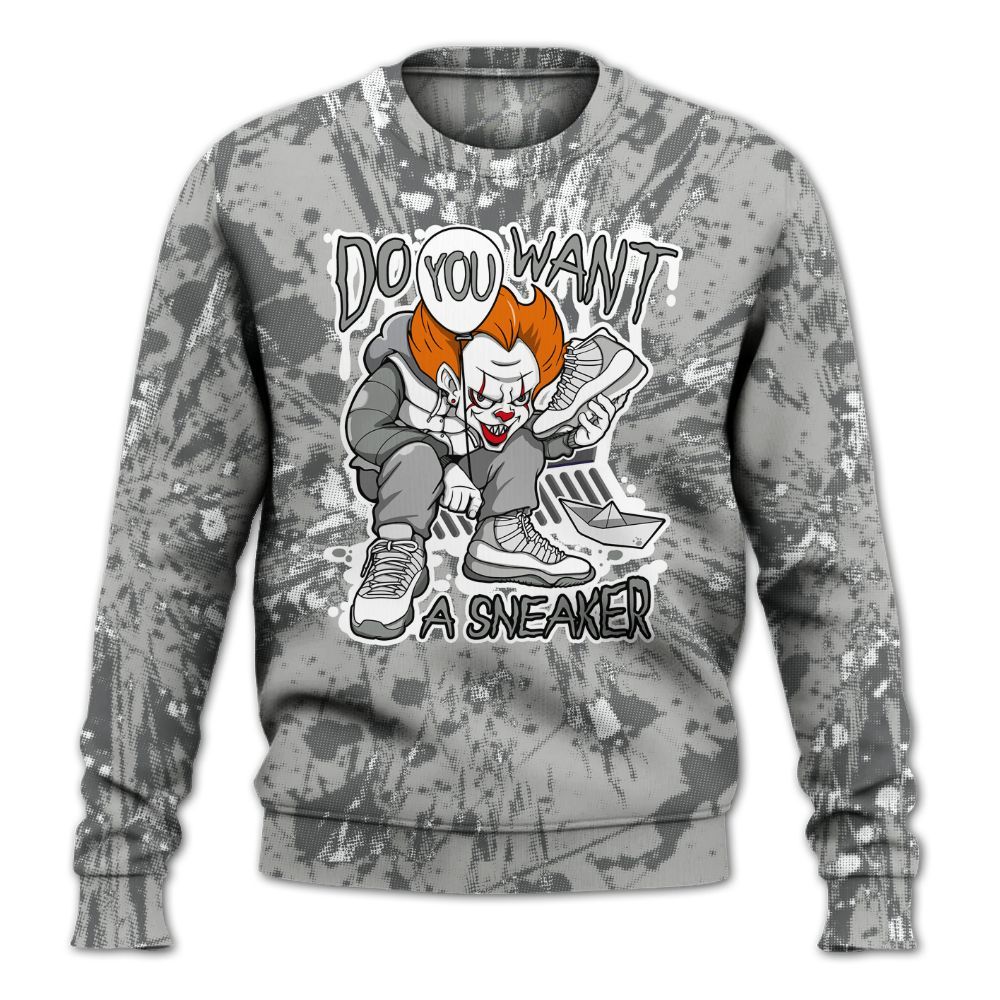 Sweatshirt To Match Retro Wet Cement 4s - Clown Scary Sneakers Graphic Halloween All Over Print