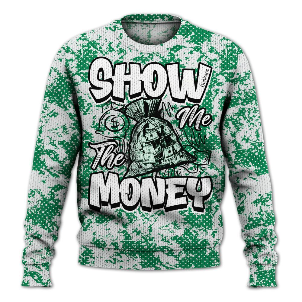 Knitted Sweater To Match Mid Lucky Green 1s - Show Me The Money Retro
