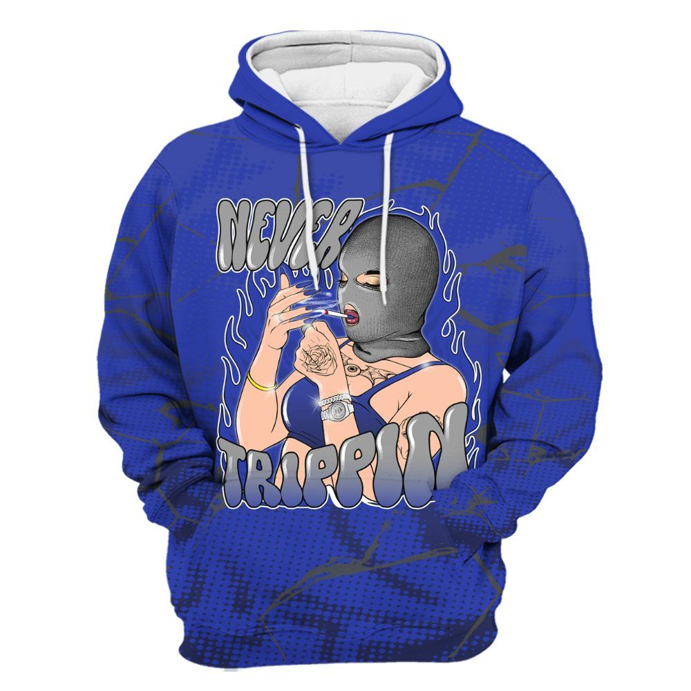 Hoodie To Match Air Max Plus Black Racer Blue - Ne'er Trippin' Unique Crack All Over Print