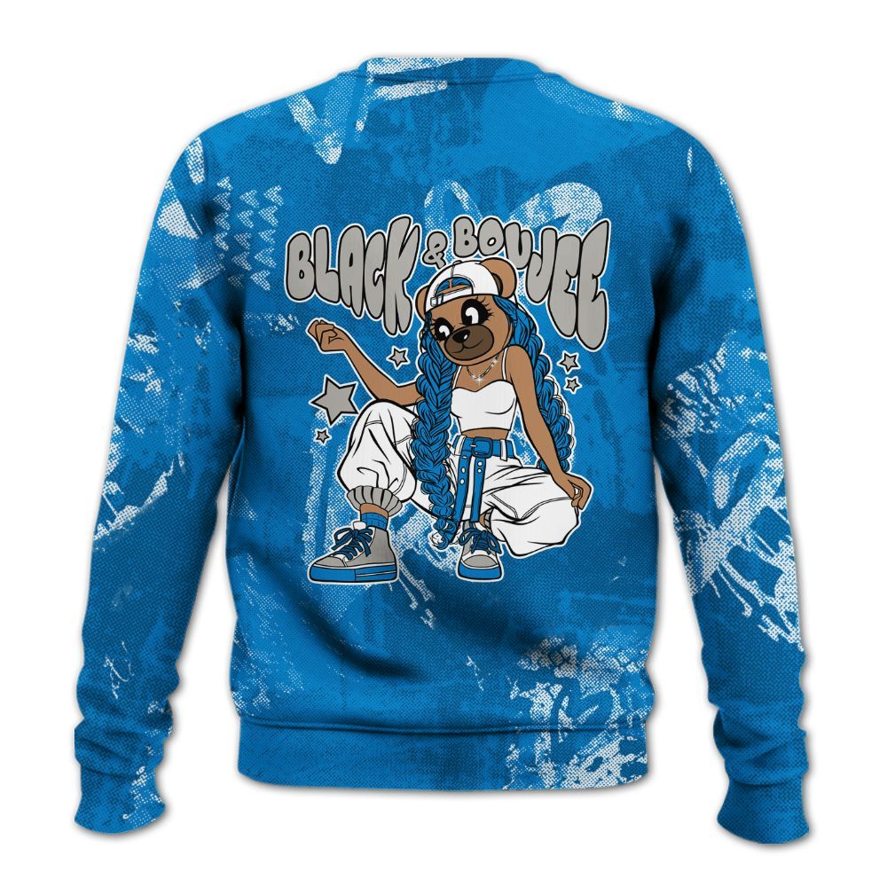 Sweatshirt To Match Military Blue 4s - Boujee Girls Bear Heart Grunge All Over Print