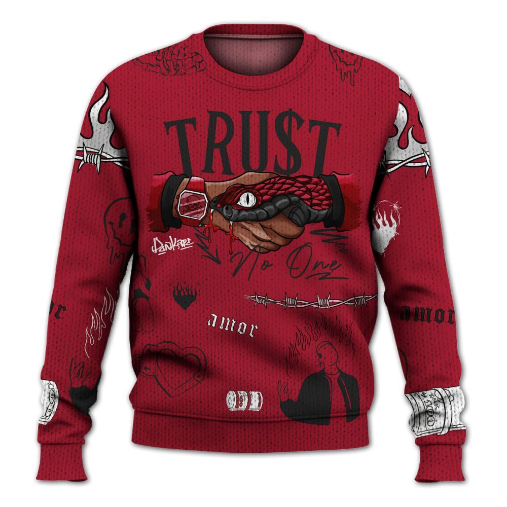 Knitted Sweater To Match High OG Black Toe Reimagined 1s - Snake Trust No One