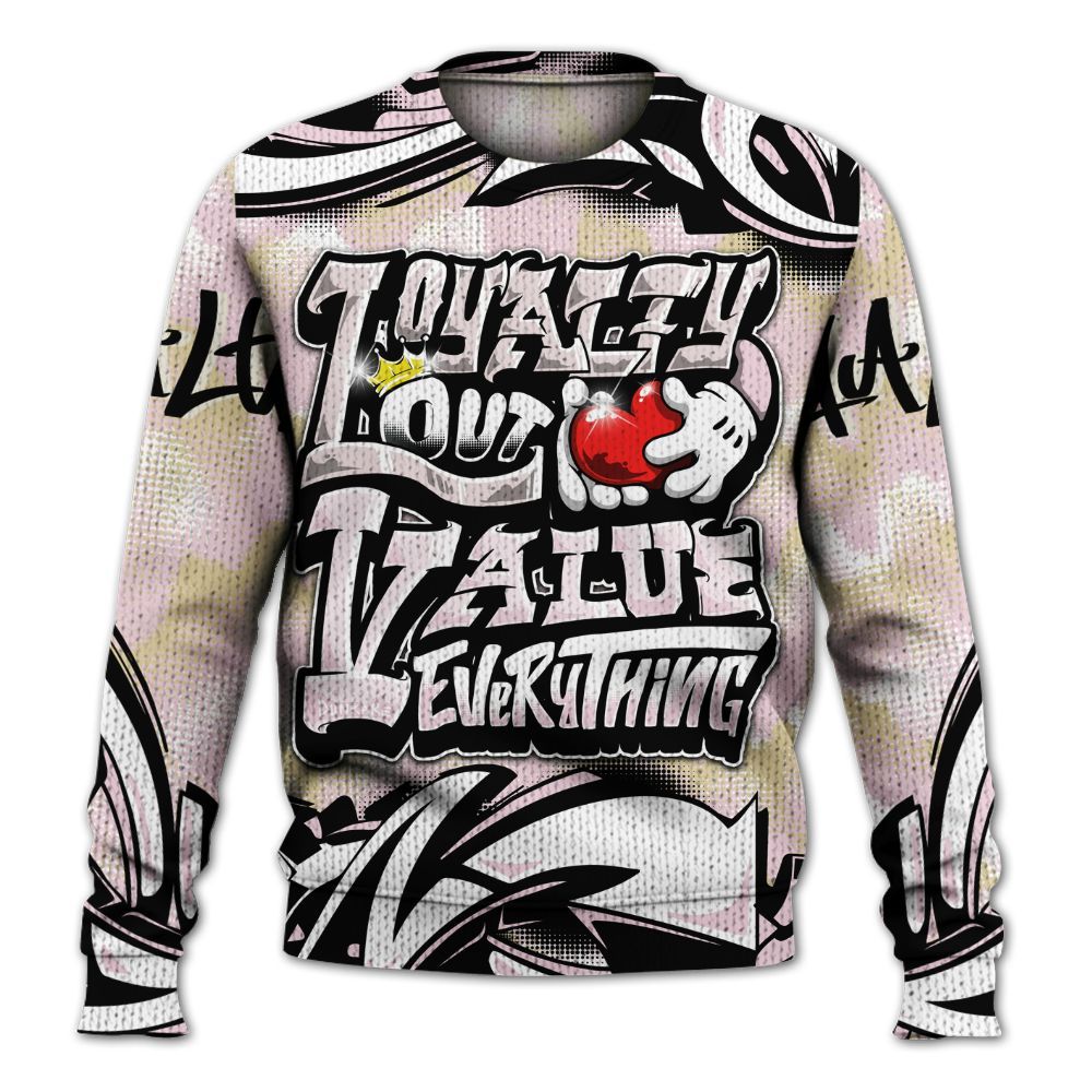 Sweater To Match Denim Iced Carmine 4s - Loyalty Out Value Graffiti Graphic