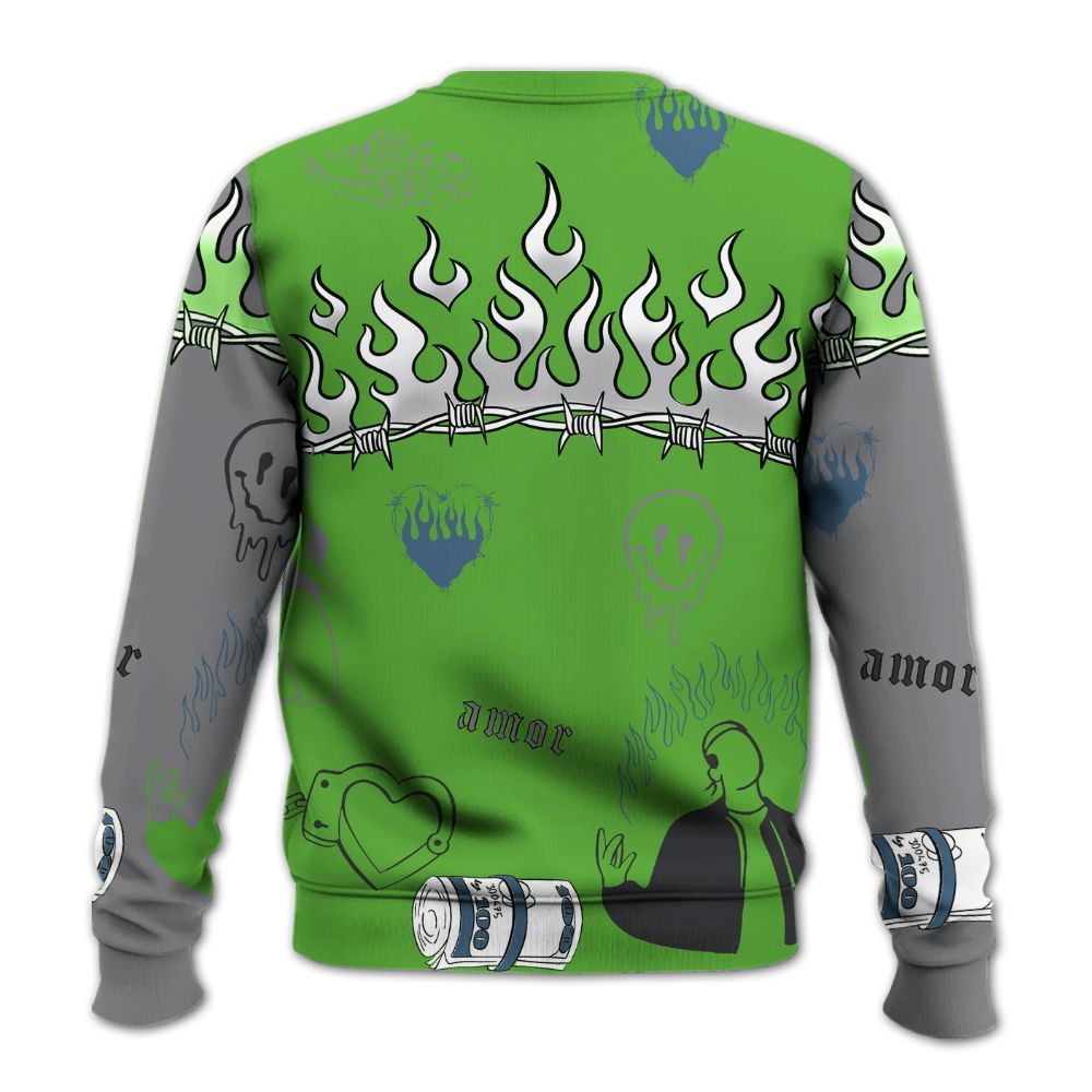 Sweatshirt To Match Retro Green Bean 5s - Snake Trust No One All Over Print