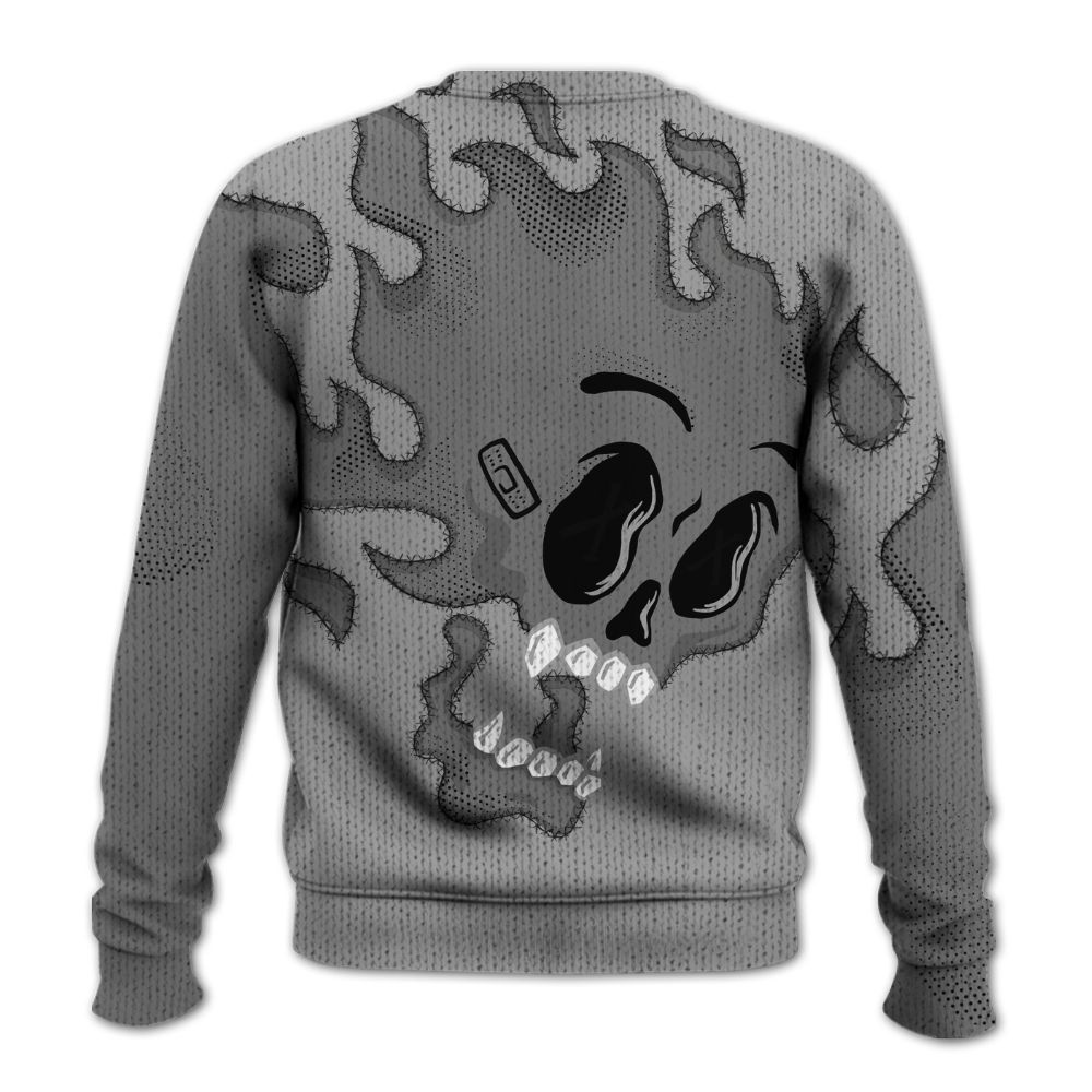 Knitted Sweater To Match Black Wolf Grey 12s - All Hustle No Lucky Skull