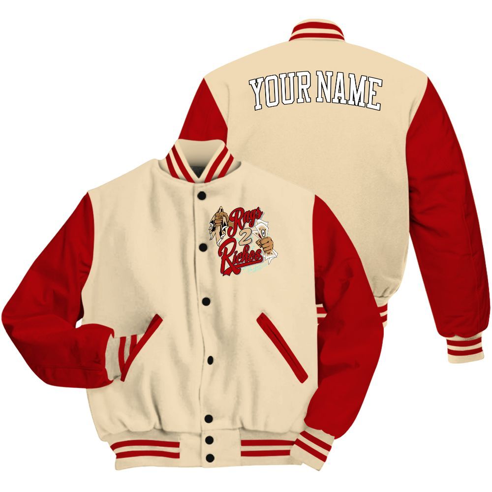 Varsity Jacket To Match Dunk Low Strawberry Waffle - Custom Name Rag 2 Riches All Over Print