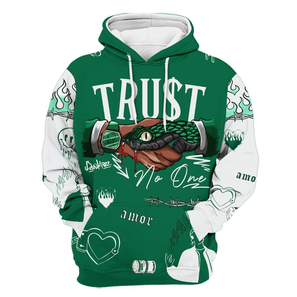 Hoodie To Match Pine Green 4s - Snake Trust No One All Over Print
