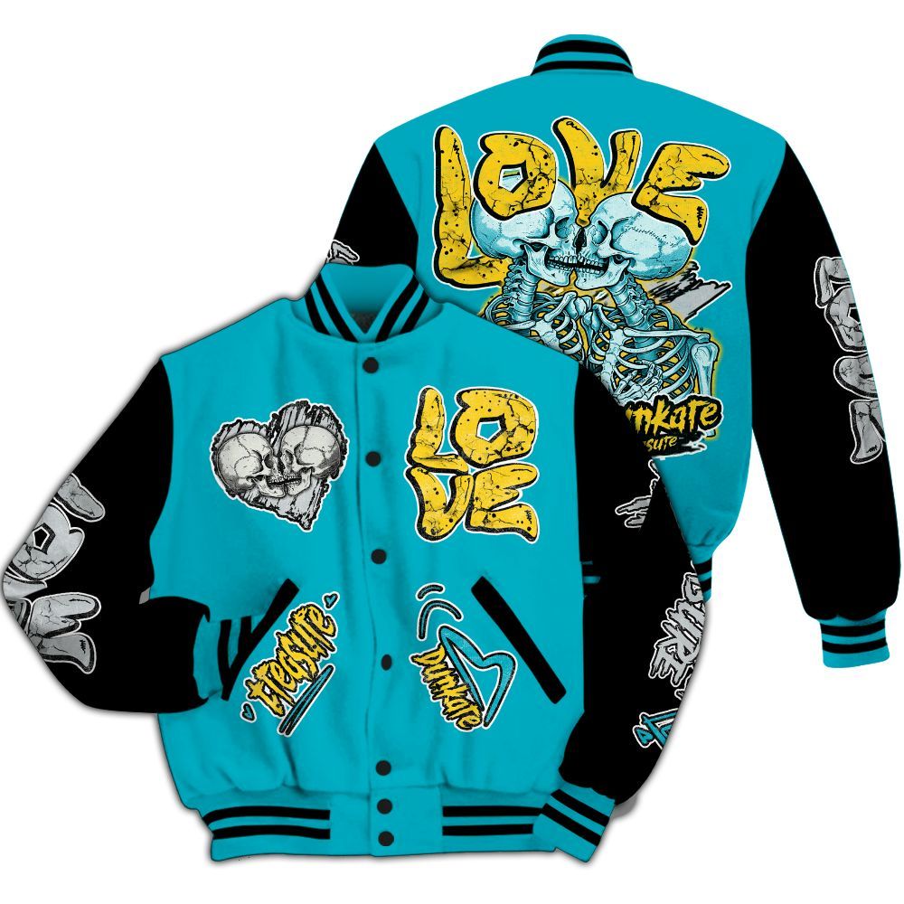 Varsity Jacket To Match Retro Aqua 5s - Skull Love All Over Print