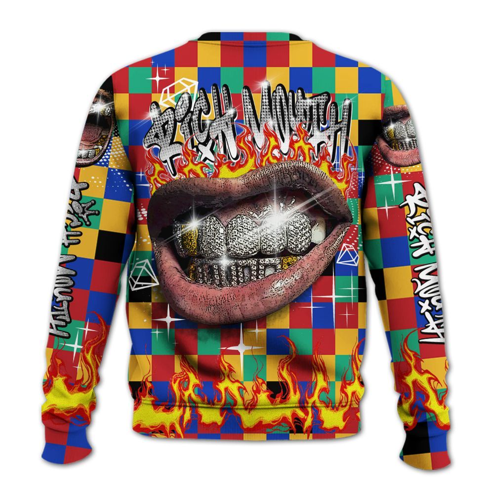 Sweatshirt To Match Air Rainbow Weave - Rich Mouth Fire Rap Retro 90s All Over Print