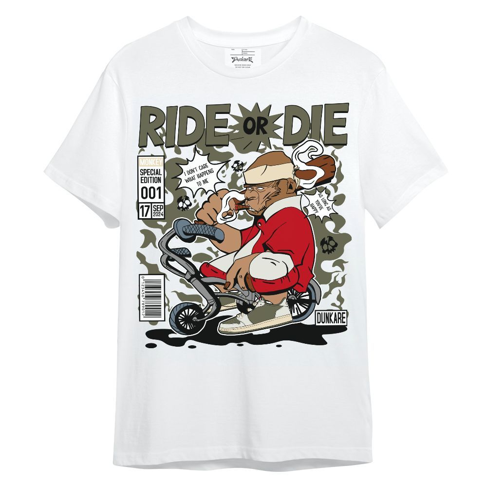 Shirt To Match Travis Scott Low OG Medium Olive 1s - Monkey Rider Sneaker Unisex Shirt