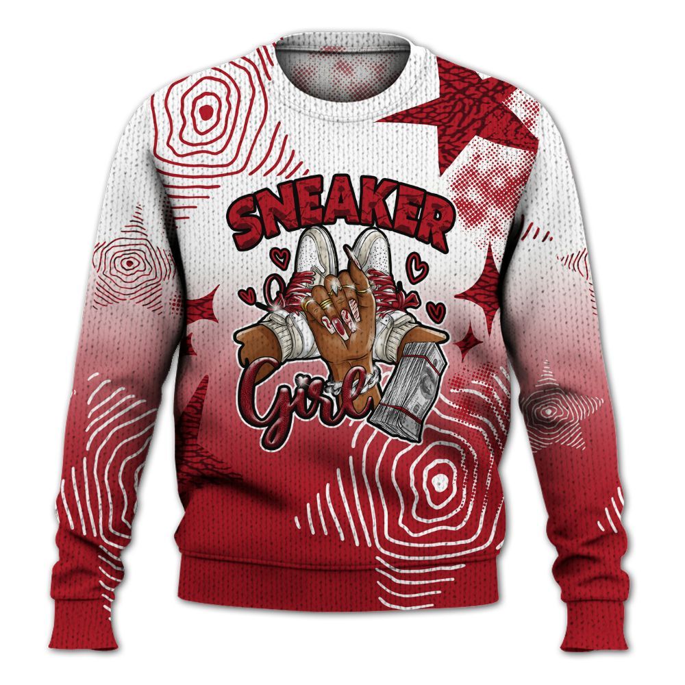 Sweater To Match Mid Red Cracked Leather 1s - Sneakerz Girlz Unique Starz Graphic