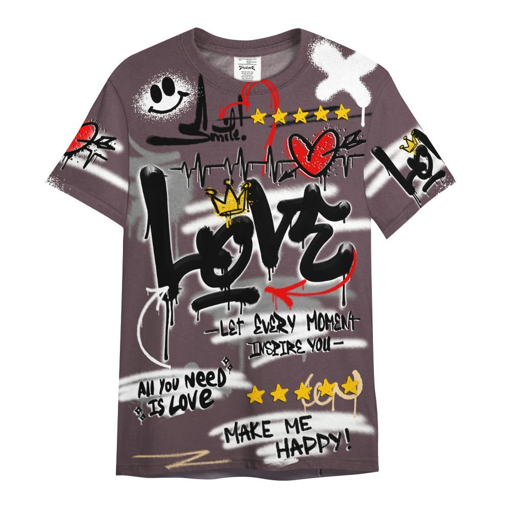 Shirt To Match AMM Black 3s - Happy Love Beats Graffiti Streetwear All Over Print