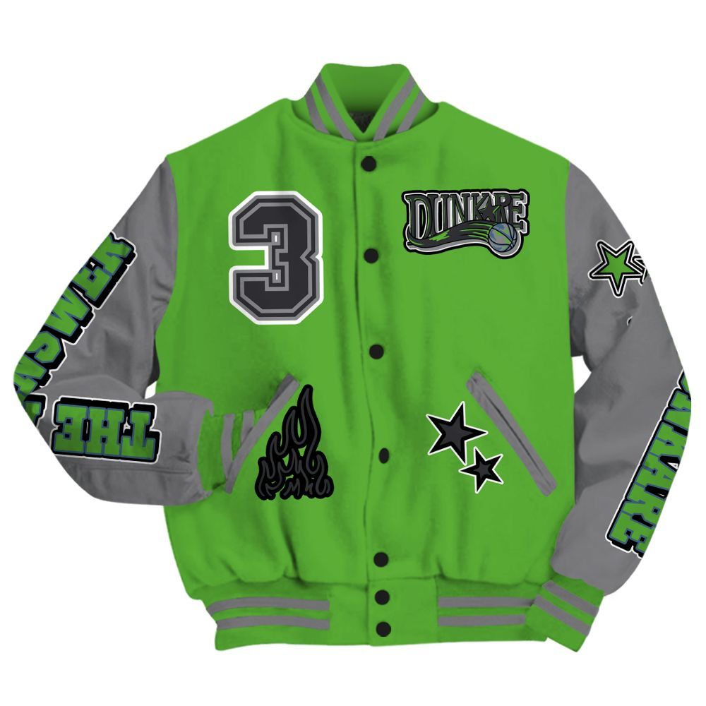 Varsity Jacket To Match Retro Green Bean 5s - Allen Answer Skeleton All Over Print