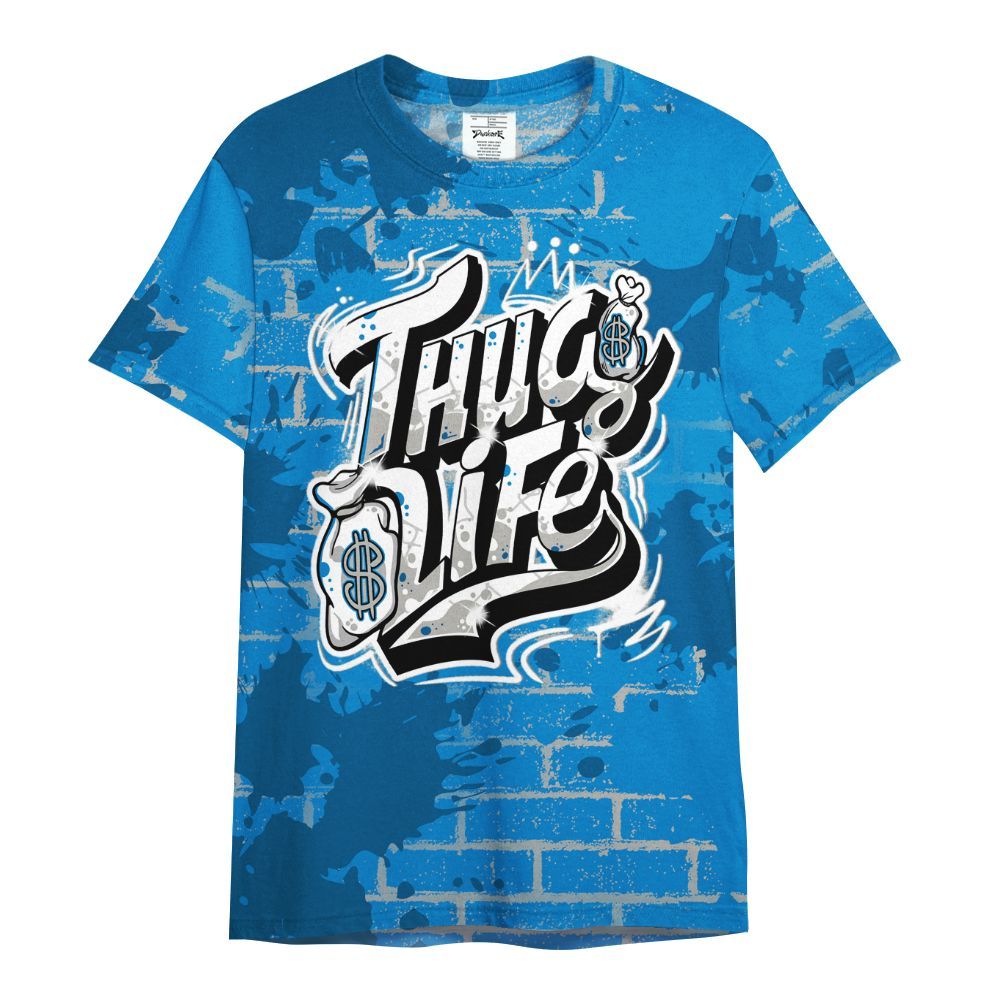 Shirt To Match Military Blue 4s - Free Thug Living Graphic Brick Art All Over Print