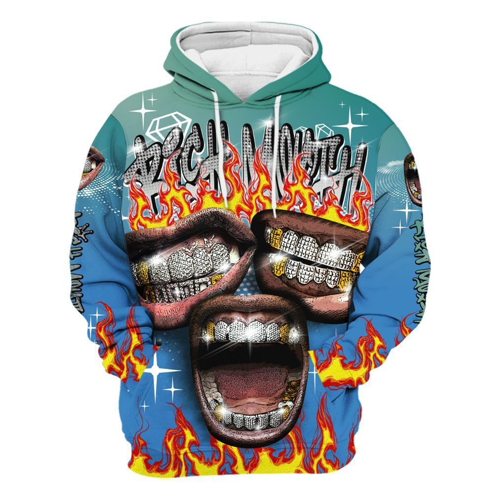 Hoodie To Match Low Carolina 17s - Rich Mouth Fire Rap Retro 90s All Over Print