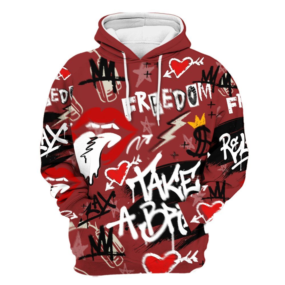 Hoodie To Match High 85 Bred 1s - Take Break Freedom Graffiti Streetwear All Over Print