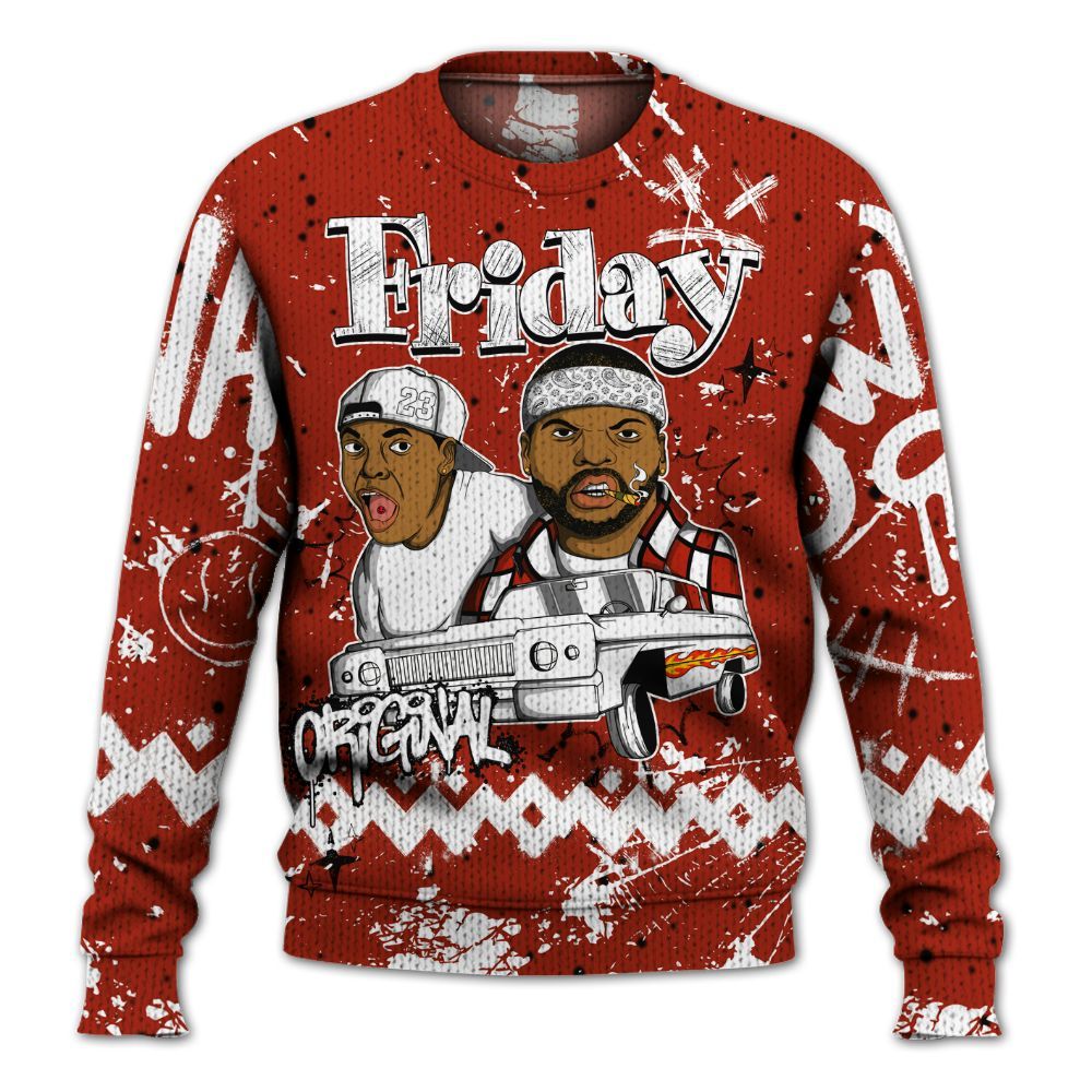 Knitted Sweater To Match Red Cement 4s - Friday Sneaker Crayon