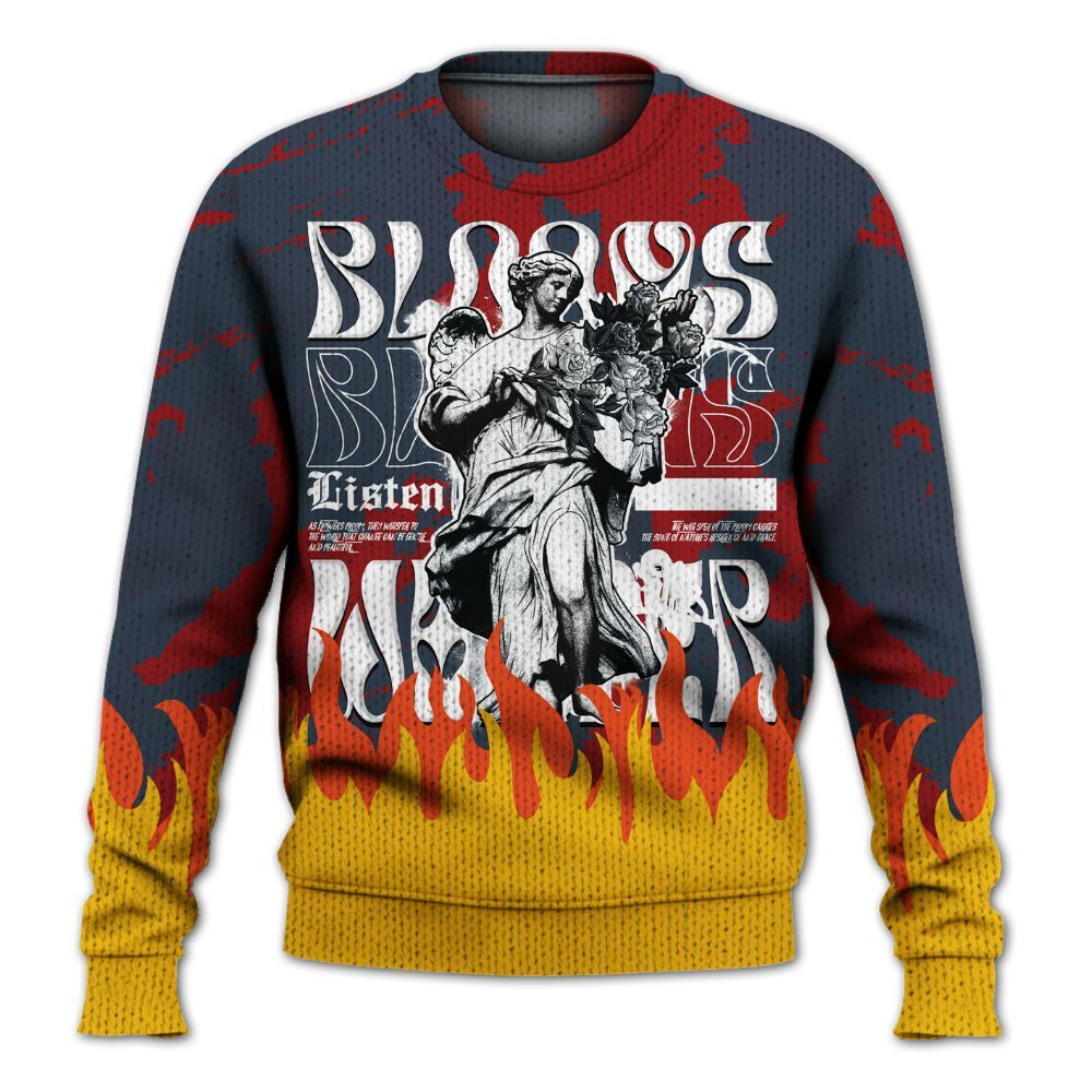 Knitted Sweater To Match Navy Blue 2024 6s - Blooms Whisper Retro