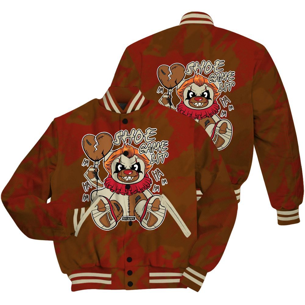 Varsity Jacket To Match Archaeo Brown 5s Shirt - Shoe Game Bear Abstract Halftone All Over Print