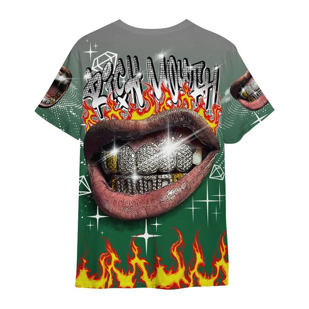 Shirt To Match High Gorge Green 1s - Rich Mouth Fire Rap Retro 90s All Over Print