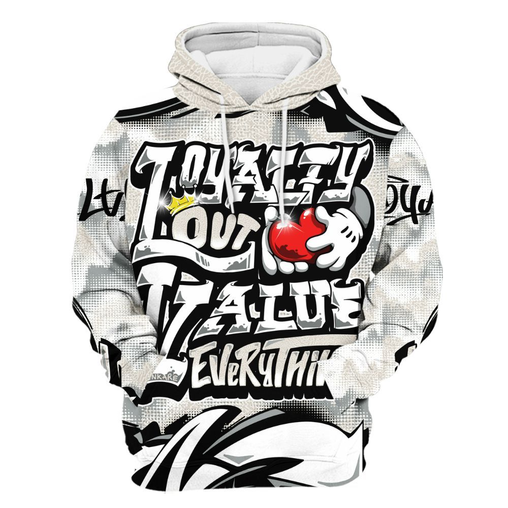 Hoodie To Match Retro Pure Money 3s - Loyalty Out Value Graffiti All Over Print
