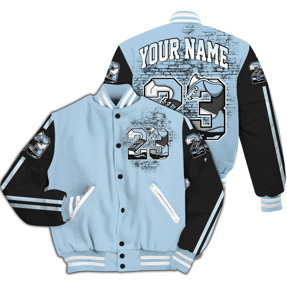 Varsity Jacket To Match Foamposite One Psychic Blue - Custom Name 23 5s All Over Print