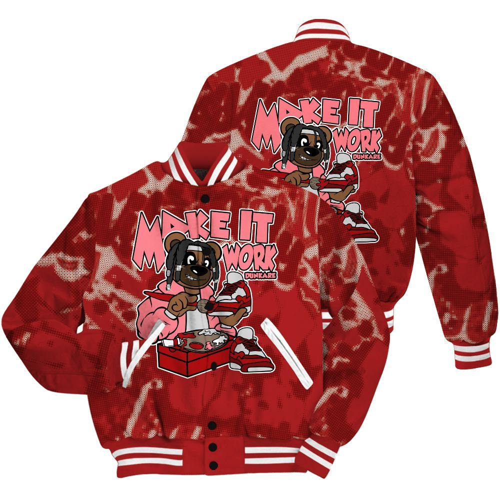 Varsity Jacket To Match Red Taxi 12s Shirt - Pull It Off Bear Street All Over Print
