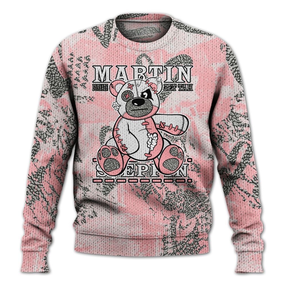 Knitted Sweater To Match Retro Wings 3s - Tah Steppin Bear Heart Grunge