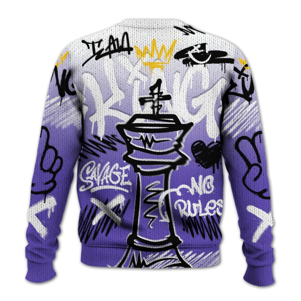 Knitted Sweater To Match Field Purple 12s - Street King Chess Streetwear