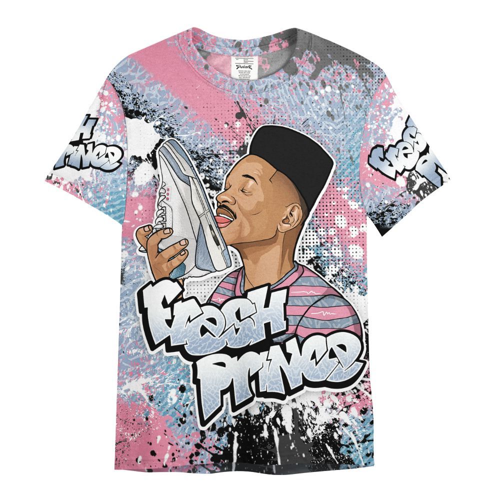 Shirt To Match Denim Pink Glow 3s - Fresh Sneaker Lick All Over Print