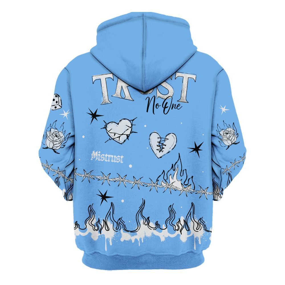 Hoodie To Match University Blue 6s - Trust No One Snake-Bite Doodle Crayon All Over Print