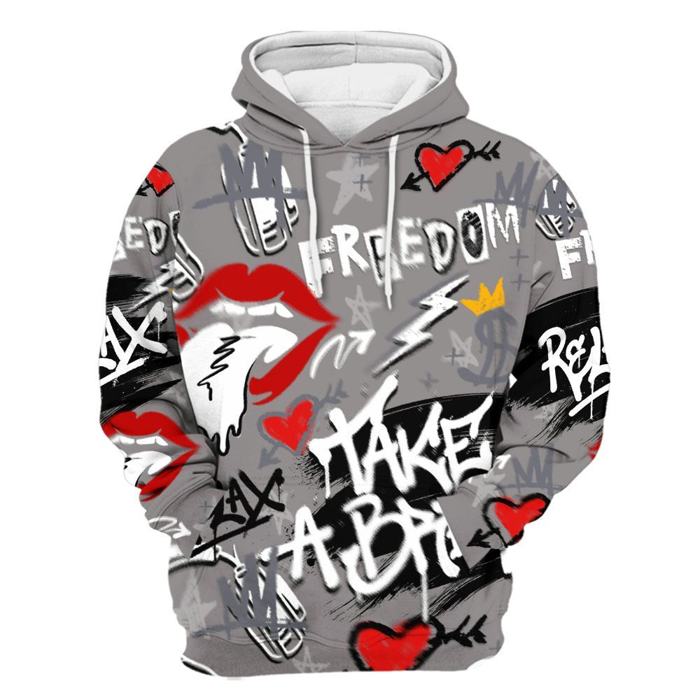 Hoodie To Match Cool Grey 11s - Take Break Freedom Graffiti Streetwear All Over Print