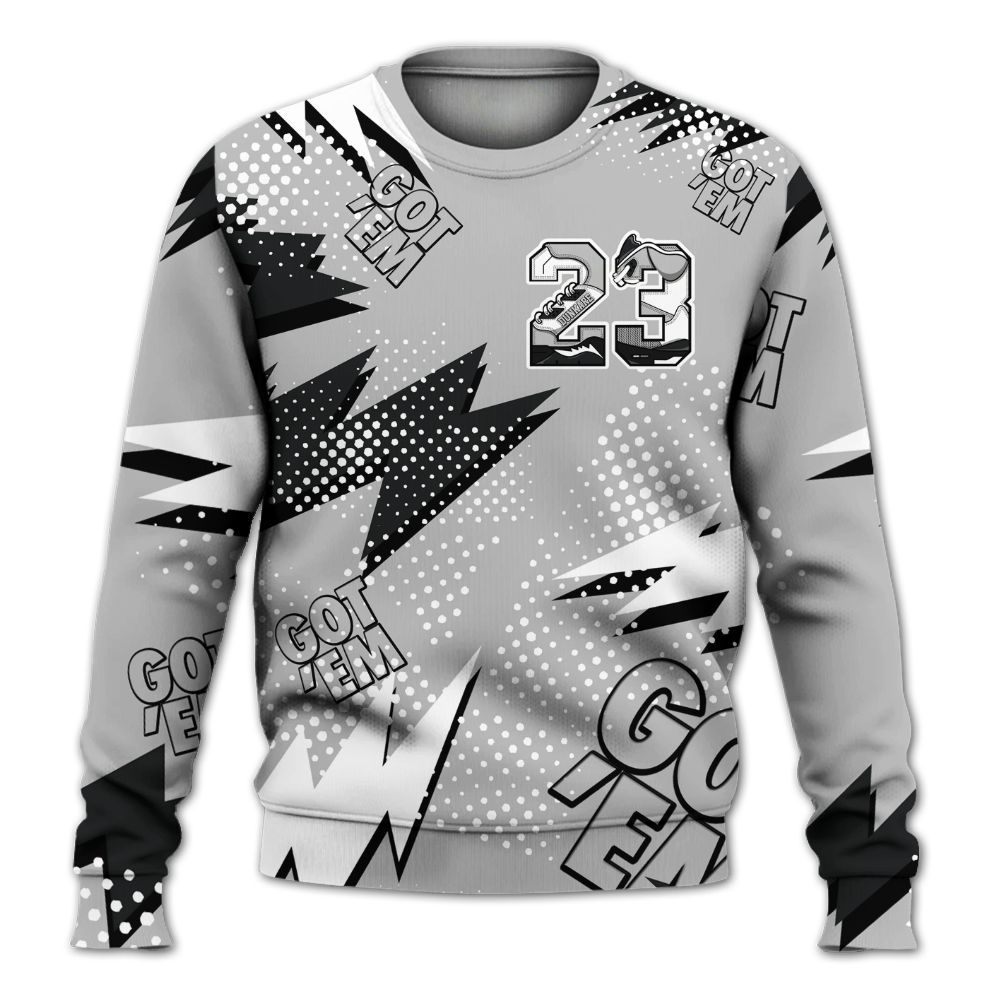 Sweatshirt To Match Low 85 Metallic Black 1s - Custom Name Number 23 5s All Over Print