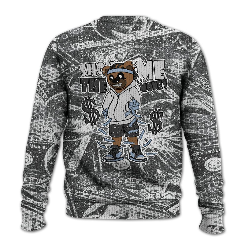 Knitted Sweater To Match Reverse Black White 6s - Show Me Bear Banknotes Art