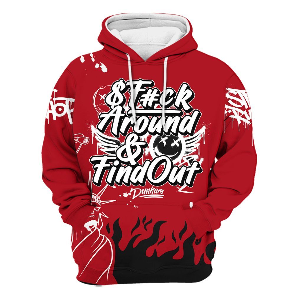 Hoodie To Match Bred Velvet 11s - Graphic Fck Around Find Out All Over Print