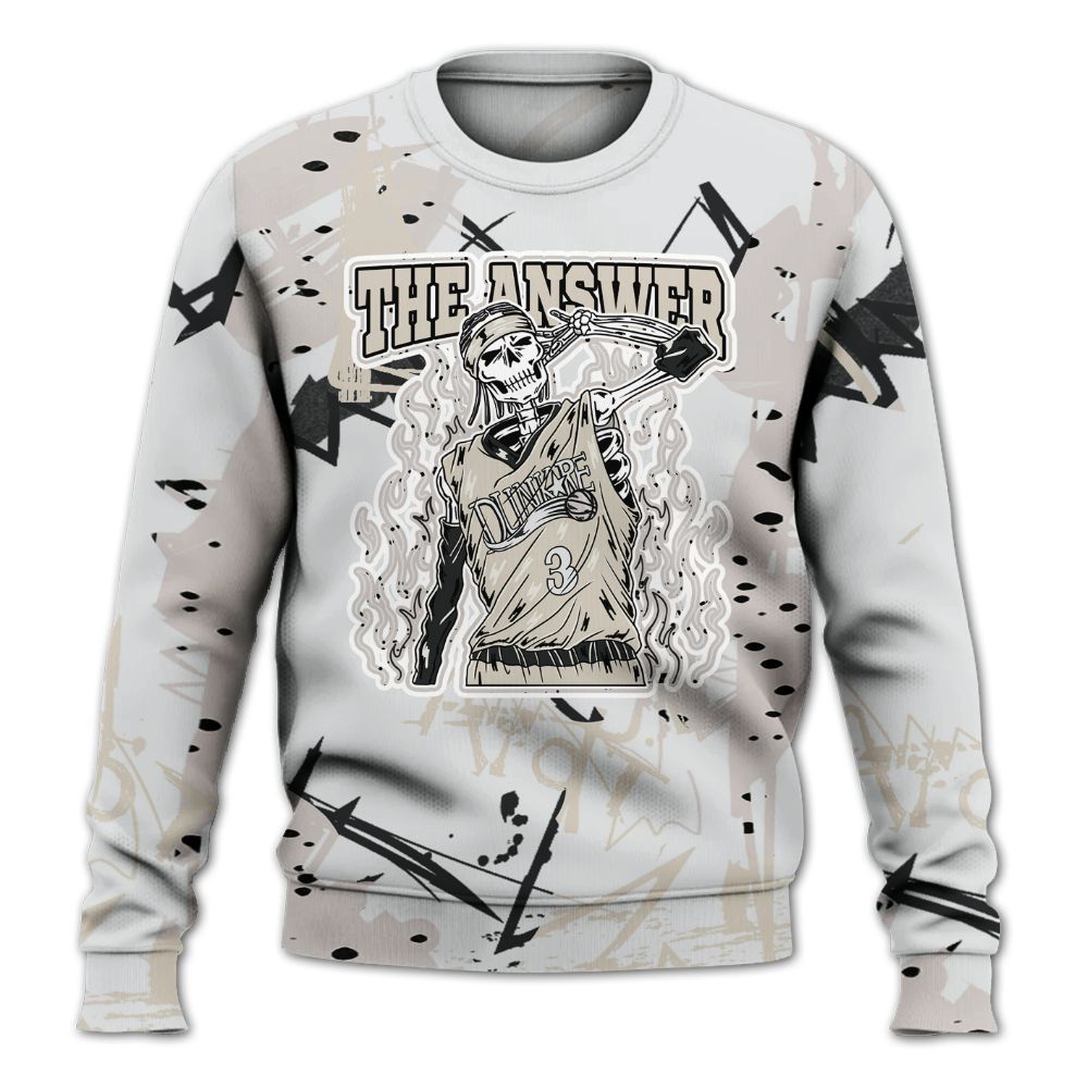 Sweatshirt To Match Retro Reverse Metallic 5s - Allen Answer Skeleton Messyz All Over Print