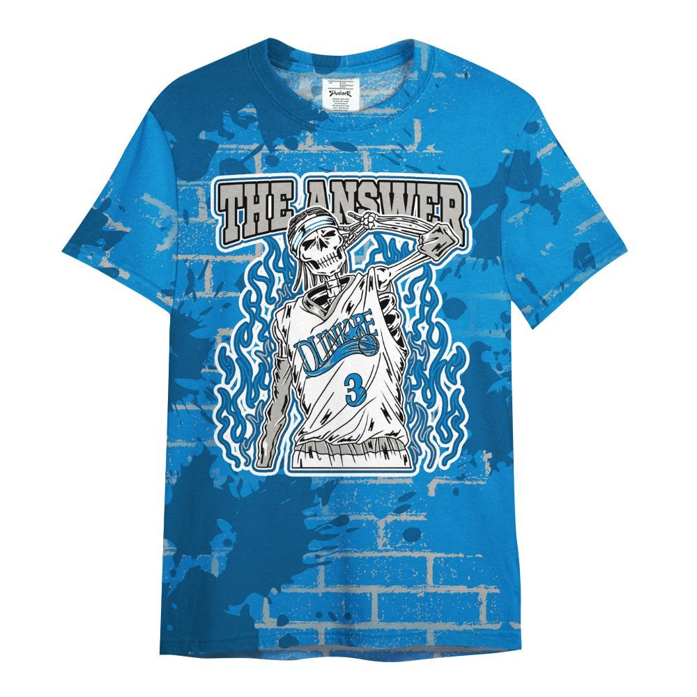 Shirt To Match Military Blue 4s - Allen Answer Skeleton Brick All Over Print