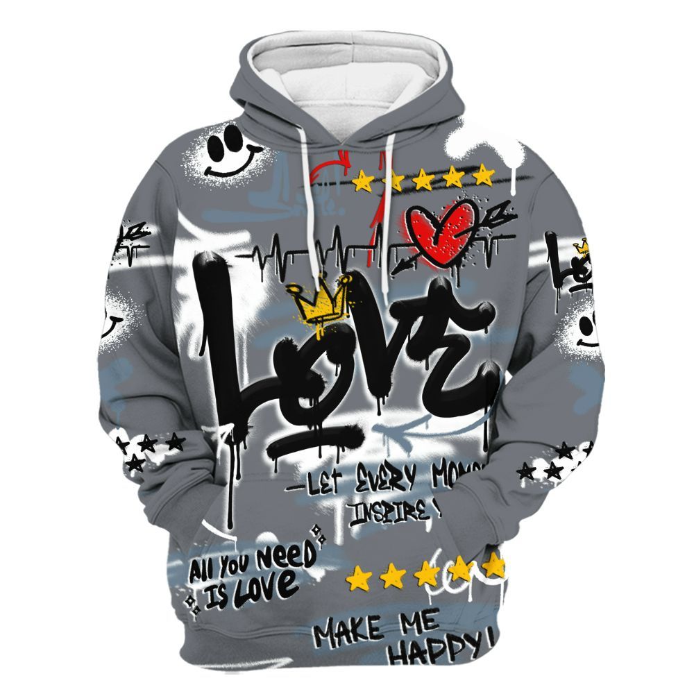 Hoodie To Match Air Max DN Silver Bullet - Happy Love Beats Graffiti Streetwear All Over Print