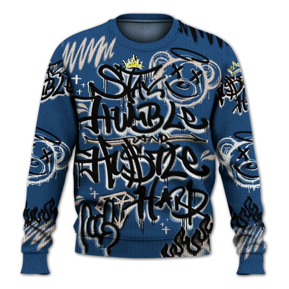 Knitted Sweater To Match High OG Midnight Navy 1s - Humble Drip Streetwear Graffity