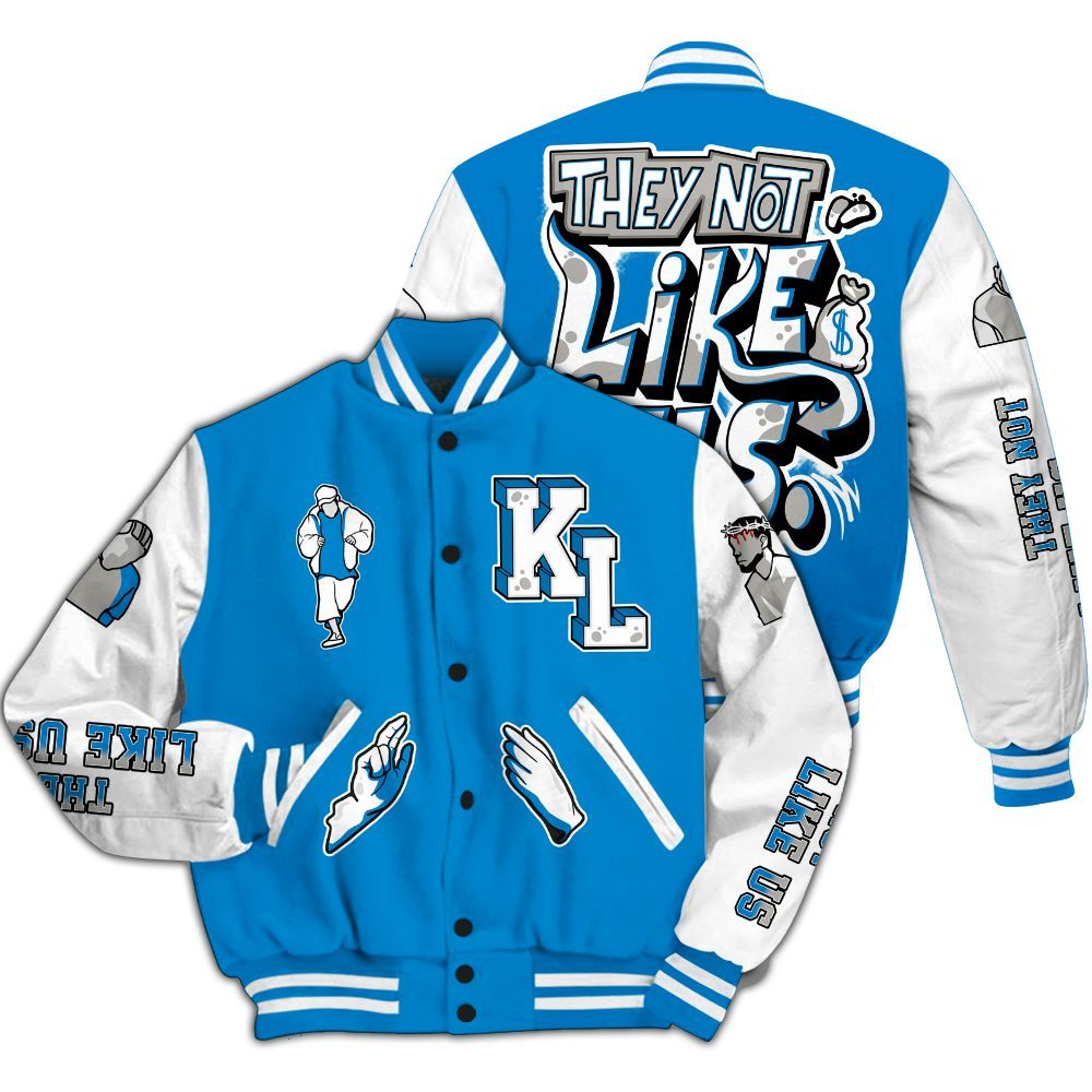 Varsity Jacket To Match Military Blue 4s - Dislike Us Graphic All Over Print