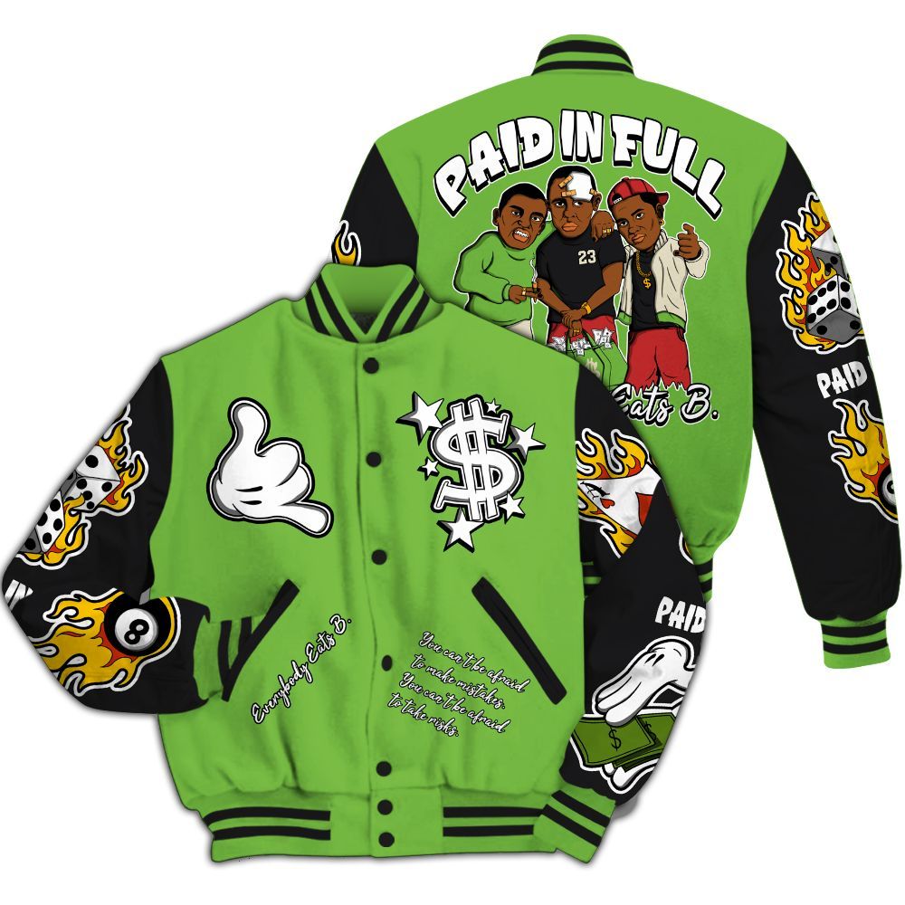 Varsity Jacket To Match Air Max Waffle SP Action Green - Everybody Paid In Full Graphic All Over Print