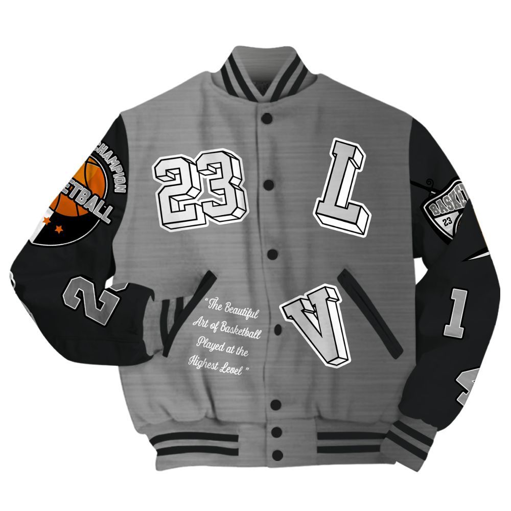 Varsity Jacket To Match Metallic Silver 14s - The GOAT Got Em Streetwear All Over Print