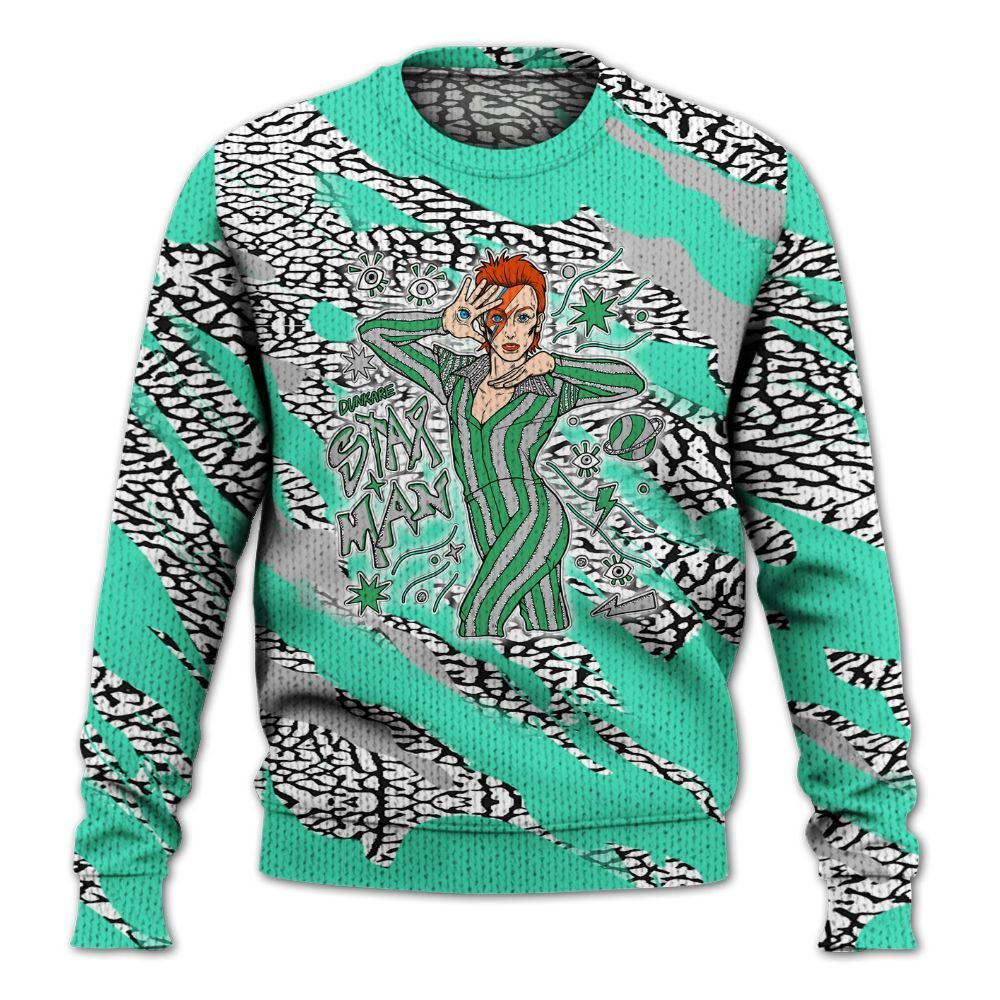 Knitted Sweater To Match Black Green Glow 3s - Starmans Graphics Colored