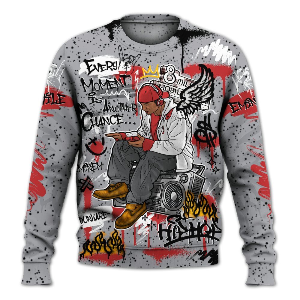 Sweatshirt To Match White Cement 4s - 8Mile Movie Graffiti All Over Print