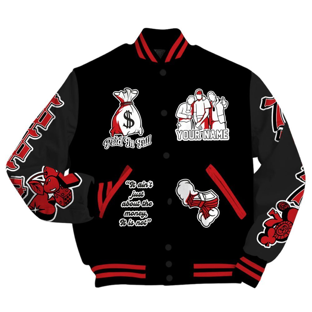 Varsity Jacket To Match Bloodline 12s - Paid In Full Baseball Varsity Jacket Custom Name All Over Print