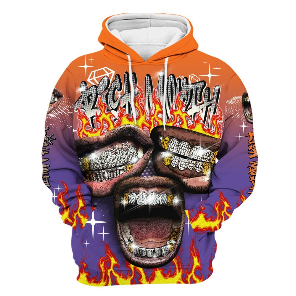 Hoodie To Match Air Max Waffle SP Voltage Purple - Rich Mouth Fire Rap Retro 90s All Over Print