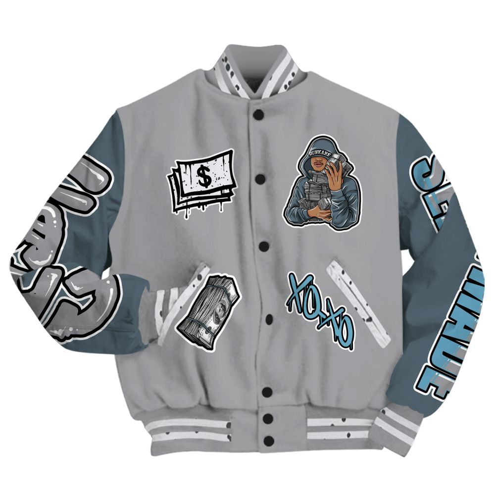 Varsity Jacket To Match Retro Light Graphite Wolf Grey 5s - Selfmade Unique All Over Print
