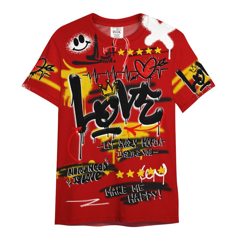 Shirt To Match Low Lucky Cat 1s - Happy Love Beats Graffiti Streetwear All Over Print