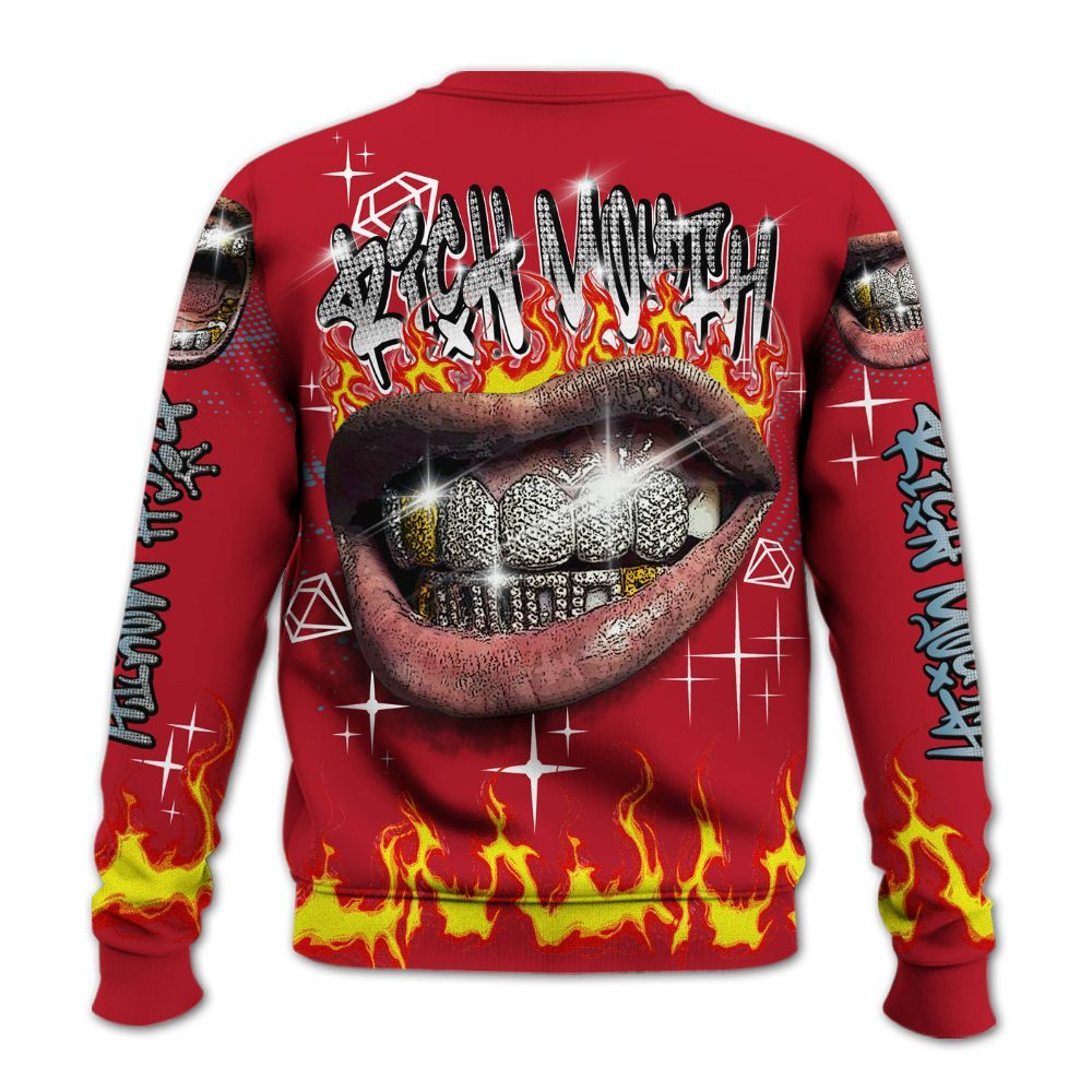 Sweatshirt To Match Retro Raging Bull 5s - Rich Mouth Fire Rap Retro 90s All Over Print