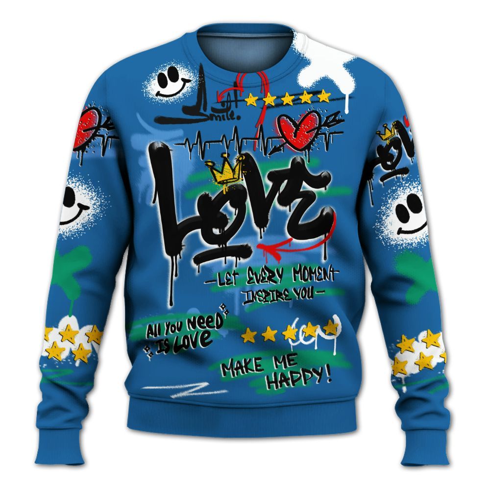 Sweatshirt To Match 95 Big Bubble Slate - Happy Love Beats Graffiti Streetwear All Over Print